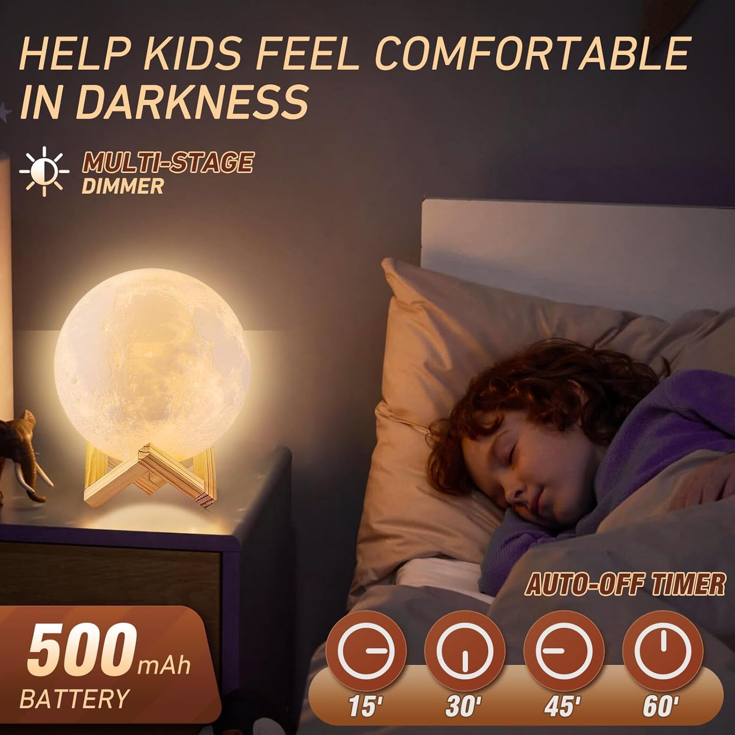 Moon Lamp, 16 Colors LED Night Light for Kids 3D Printing Moon Light with Stand& Remote/Touch Control & Timing, Moon Light Lamp for Kid Friend Birthday Gifts, Room Decor (Diameter 4.8 INCH)